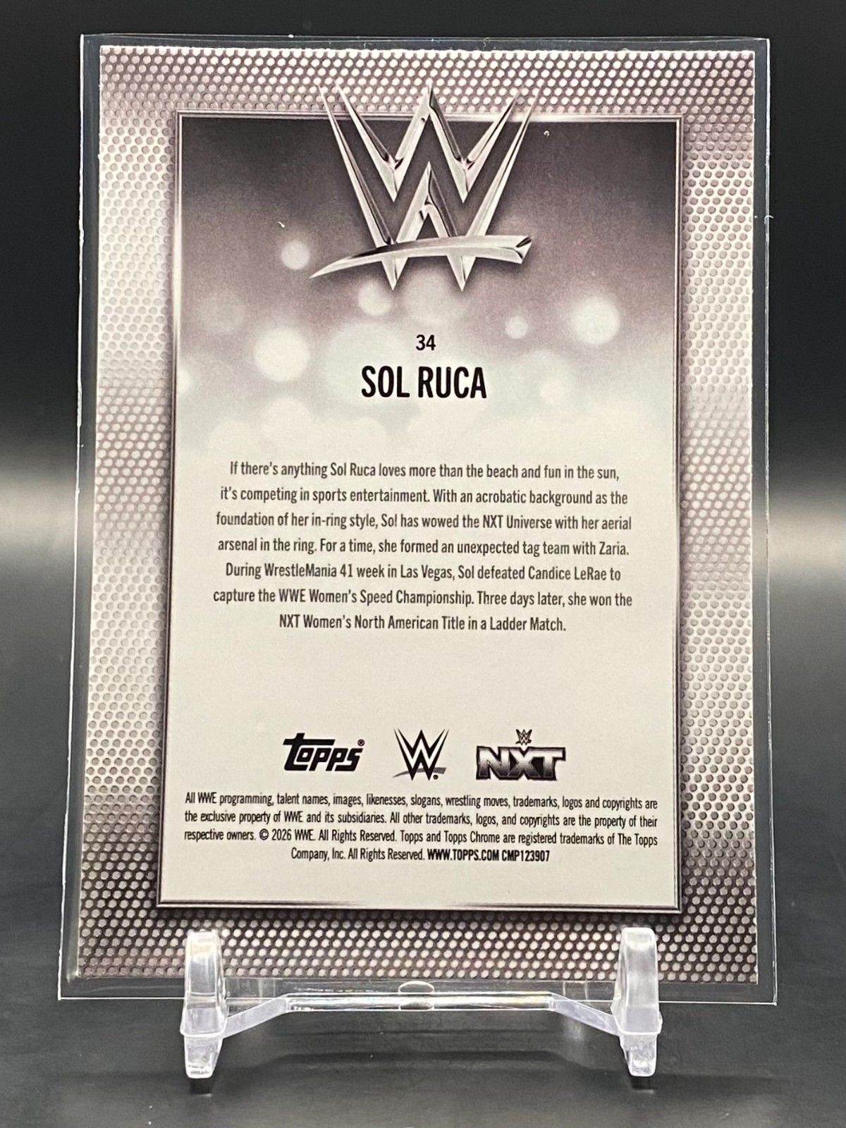 2026 Topps Chrome WWE Sol Ruca Negative Refractor #34 SSP NXT Wrestling Raw