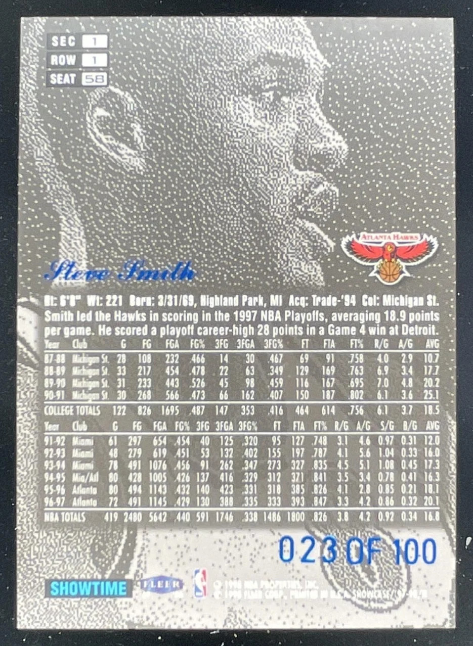 1997-98 Fleer Flair Showcase Legacy Collection Row 1 #58 Steve Smith /100