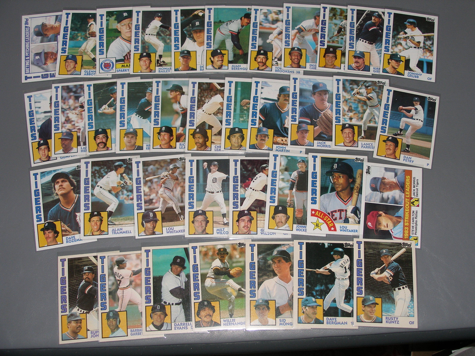 1984 Topps Detroit Tigers Team Set (37) World Champions with Traded Set!