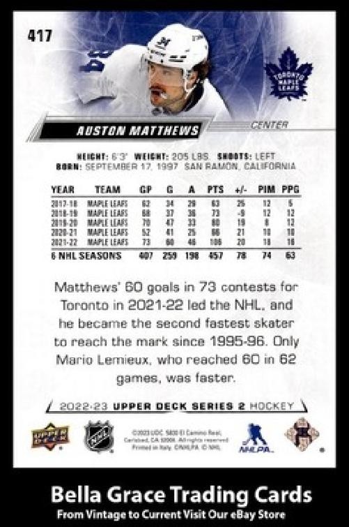 2022-23 Upper Deck Auston Matthews #417 Toronto Maple Leafs NHL Hockey
