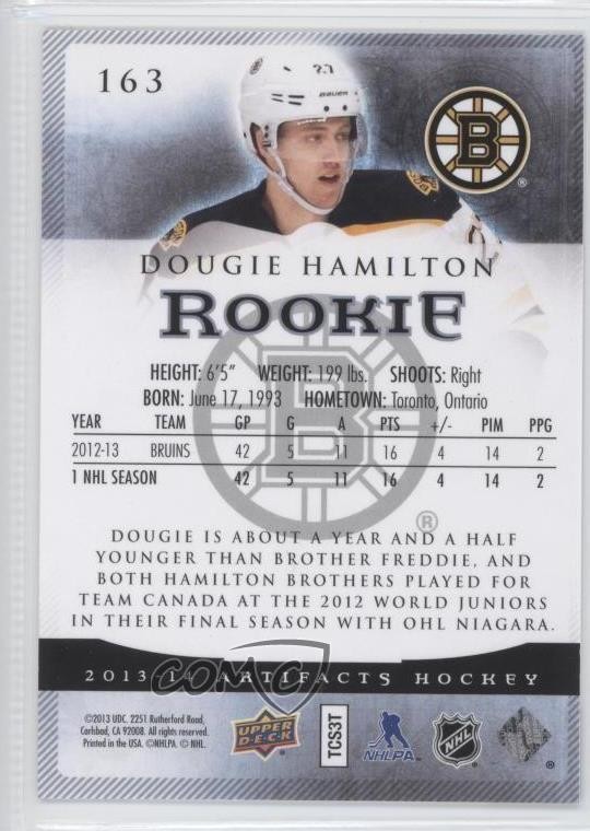 2013 Upper Deck Artifacts Rookies Sapphire 24/85 Dougie Hamilton Rookie RC 0c3