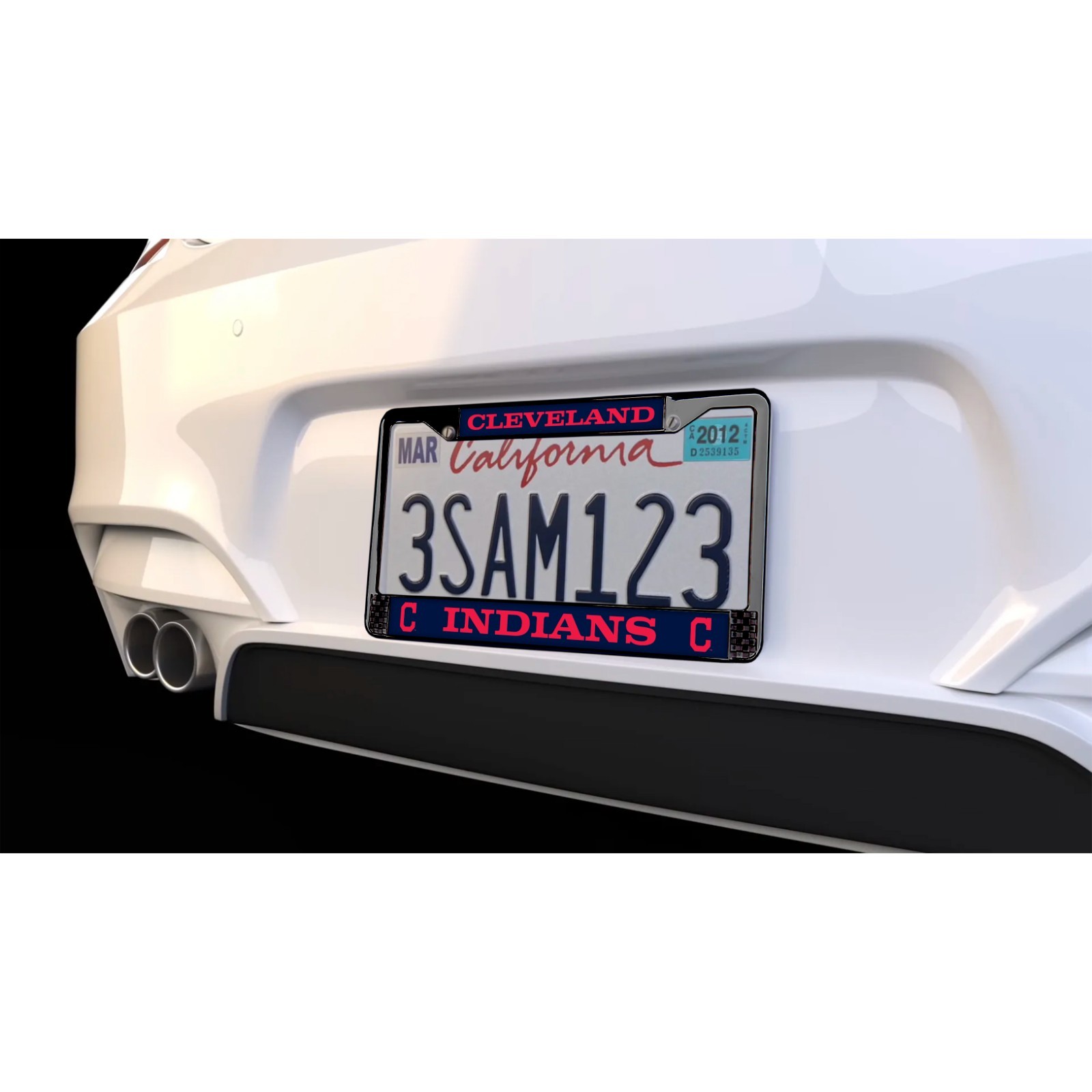 Cleveland Indians MLB 3D Fade Resistant 2-Hole Black Metal License Plate Frame