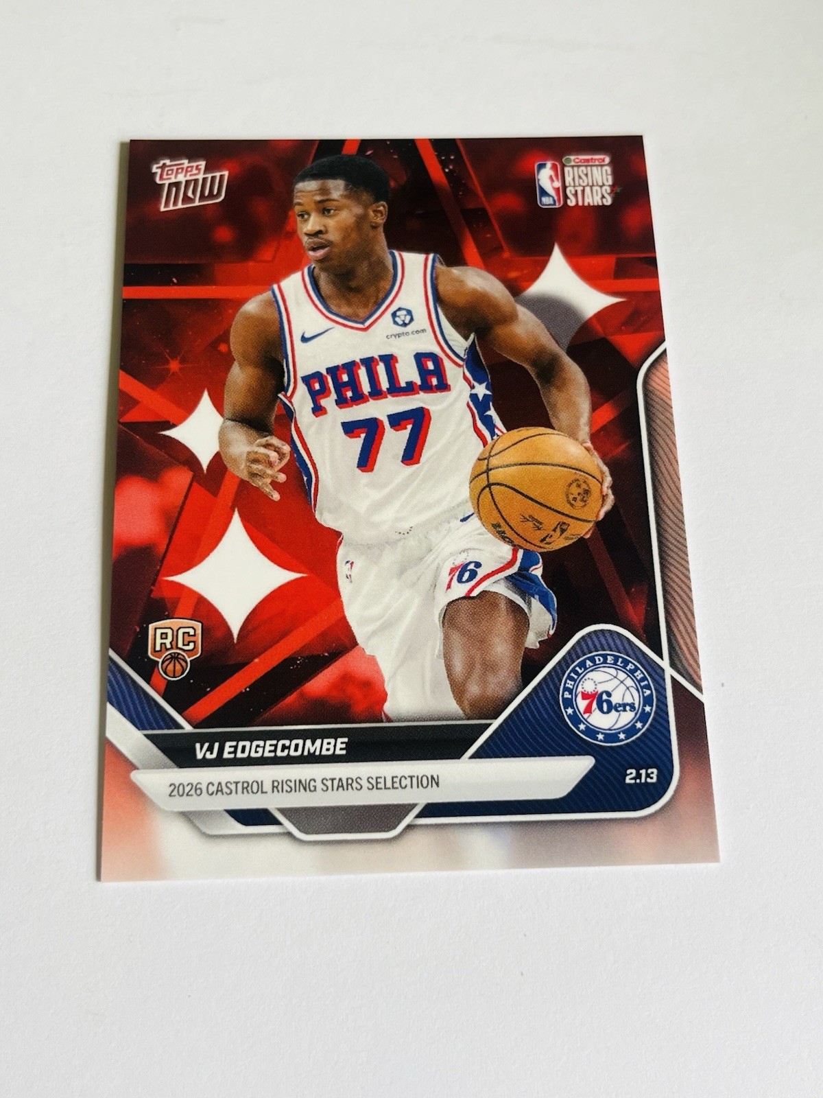 2026 Topps NOW VJ Edgecombe Basketball Rising Stars #RS3 RC 76ers Free Ship!