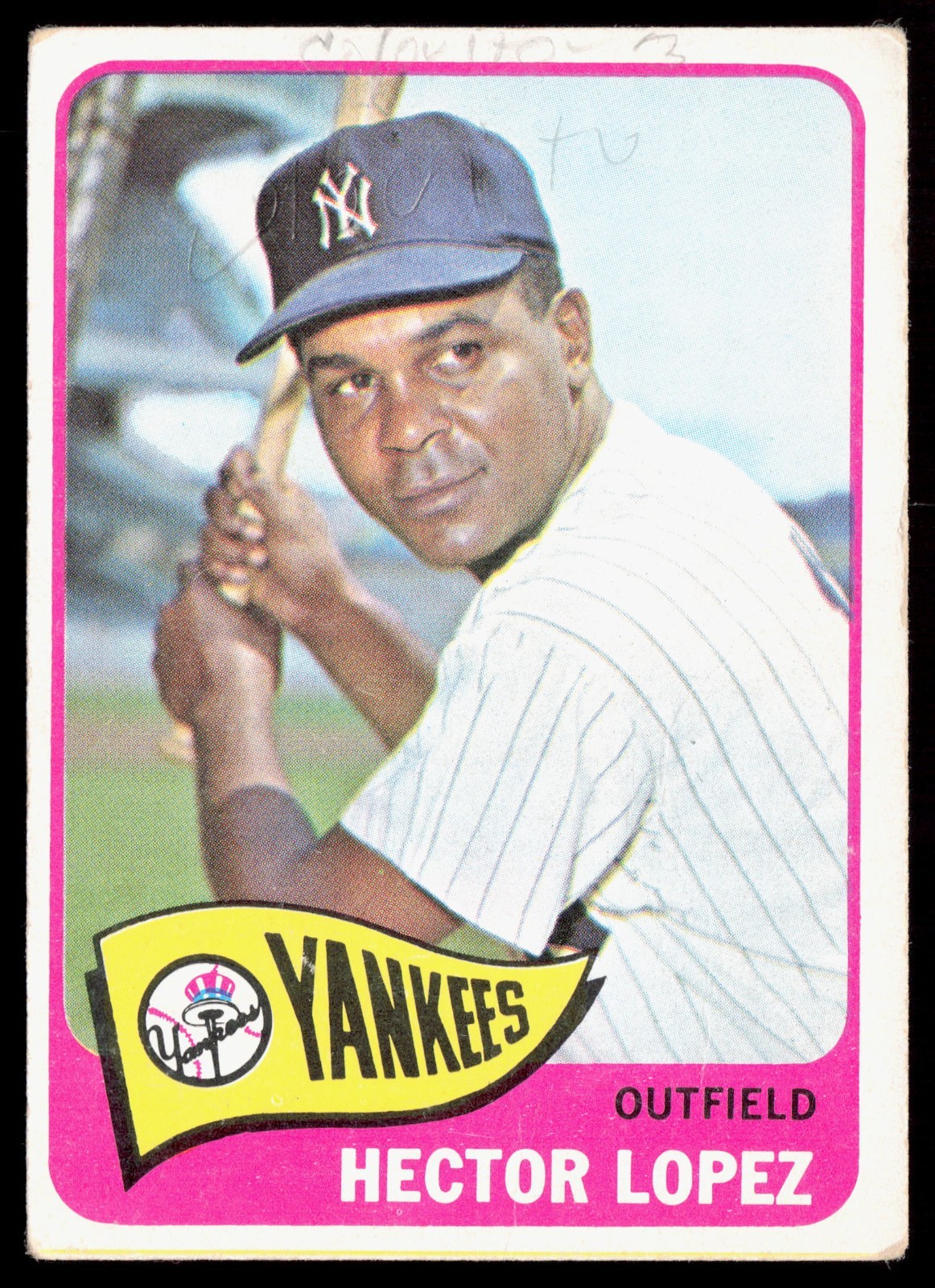 1965 Topps #532 Hector Lopez SP High Number SHORT PRINT — scribbles on top