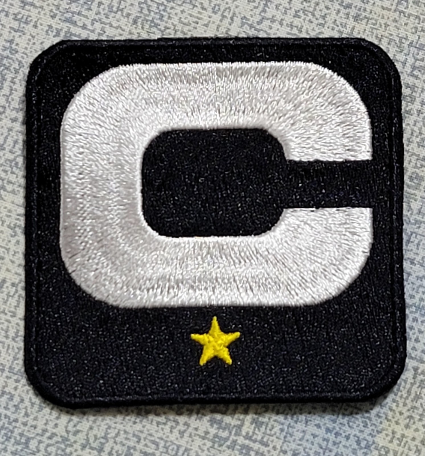 NFL 2024 SEASON GENERIC 1 AND 2-⭐-STARS WHITE-C CAPTAINS BLACK stick-on C-PATCH
