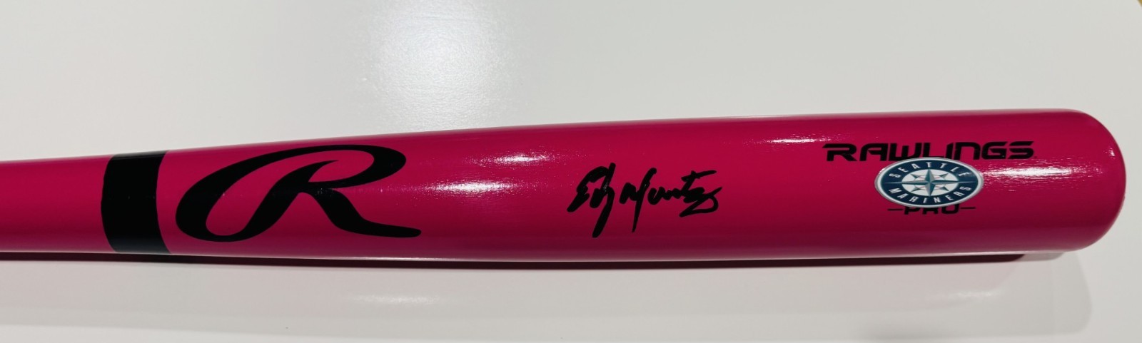 EDGAR MARTINEZ SIGNED FULL SIZE PINK RAWLINGS BAT SEATTLE MARINERS JSA COA