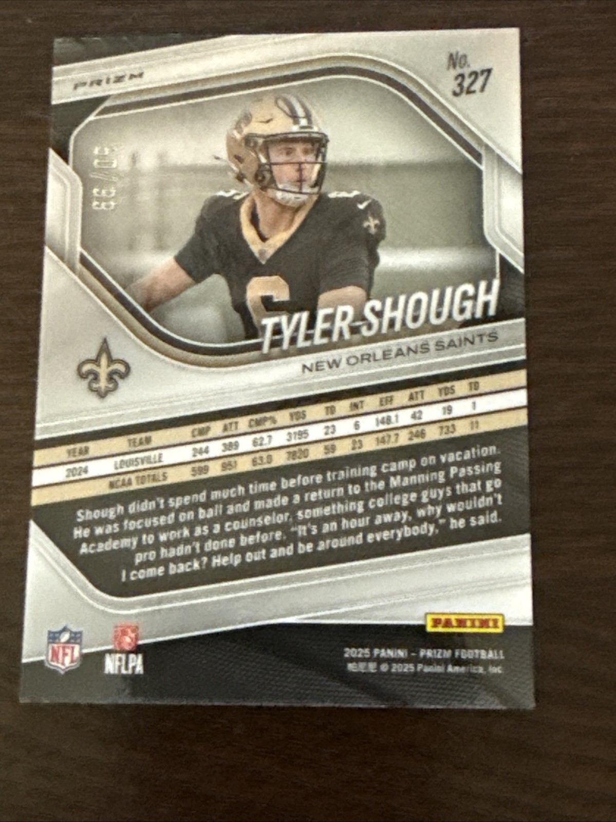 2025 Prizm #327 Tyler Shough Red Disco No Huddle 50/99 Saints RC rare