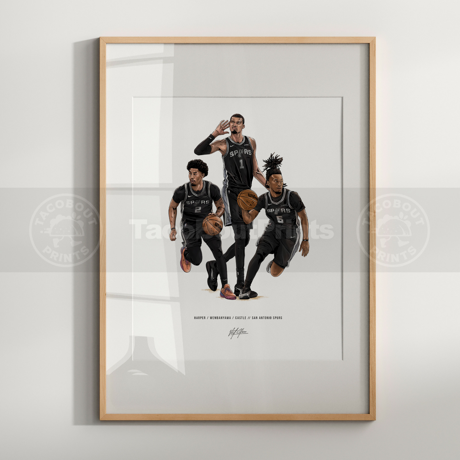 San Antonio Spurs Poster, Wemby, Stephon Castle, Dylan Harper Art Print