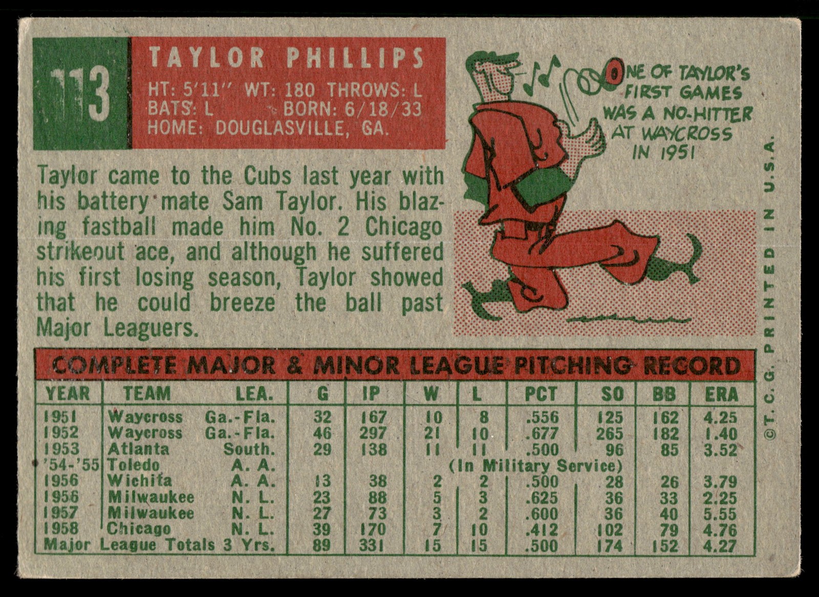 1959 Topps #113 Taylor Phillips