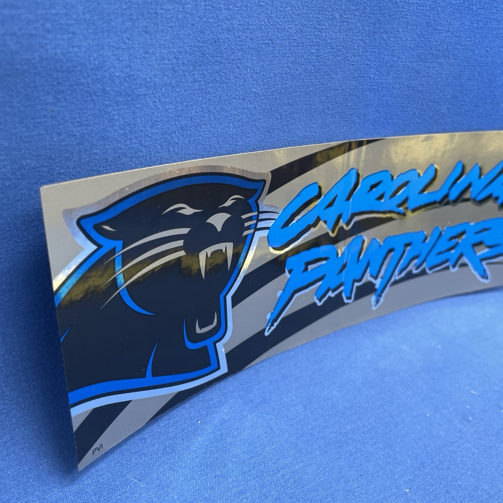 Vintage Carolina Panthers Bumper Sticker Decal PAIR 8.5x3in Long 3x3in Helmet