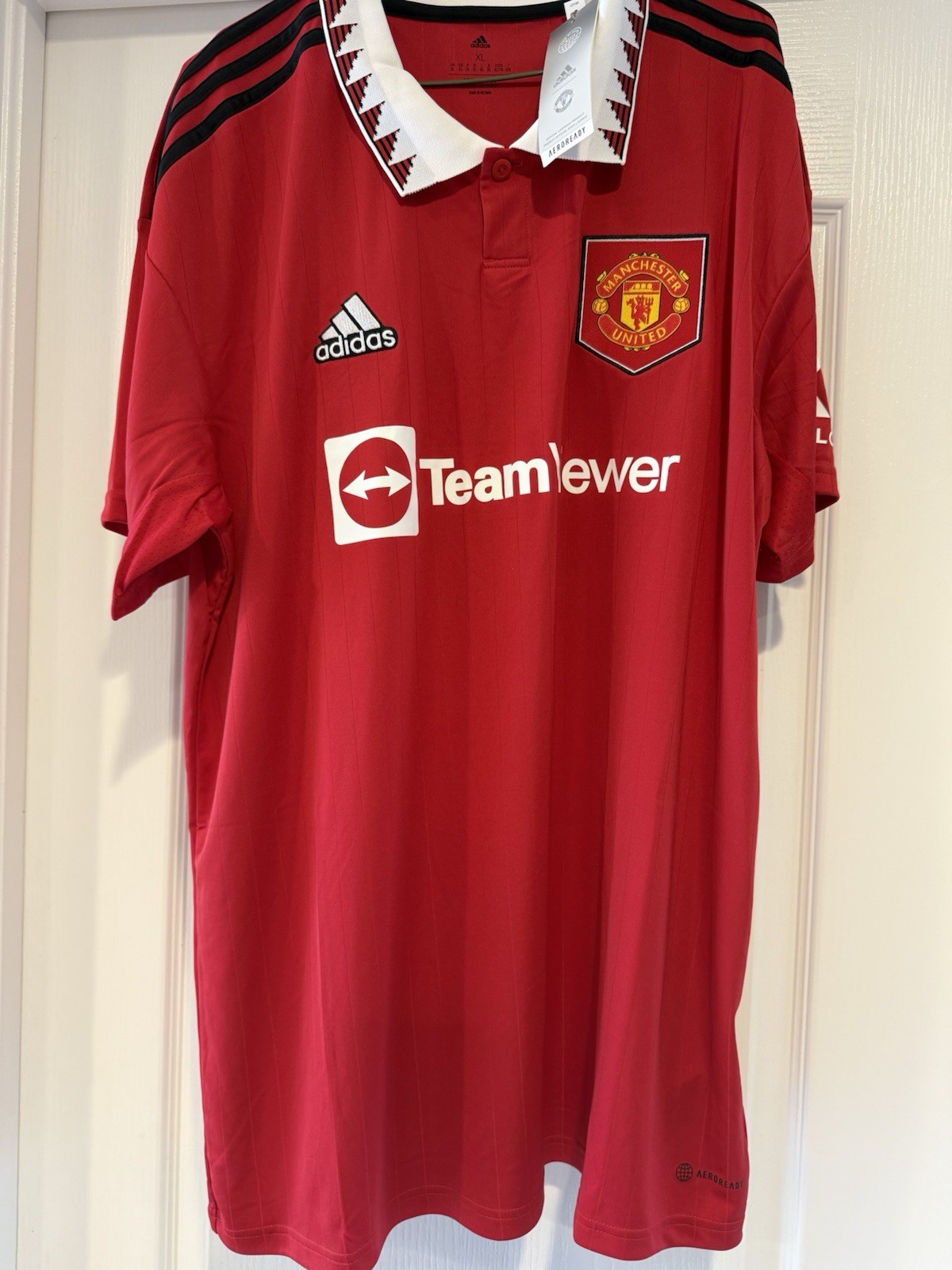 adidas Manchester United Red Soccer Jersey Shirt XL TeamViewer Sponsor Logo