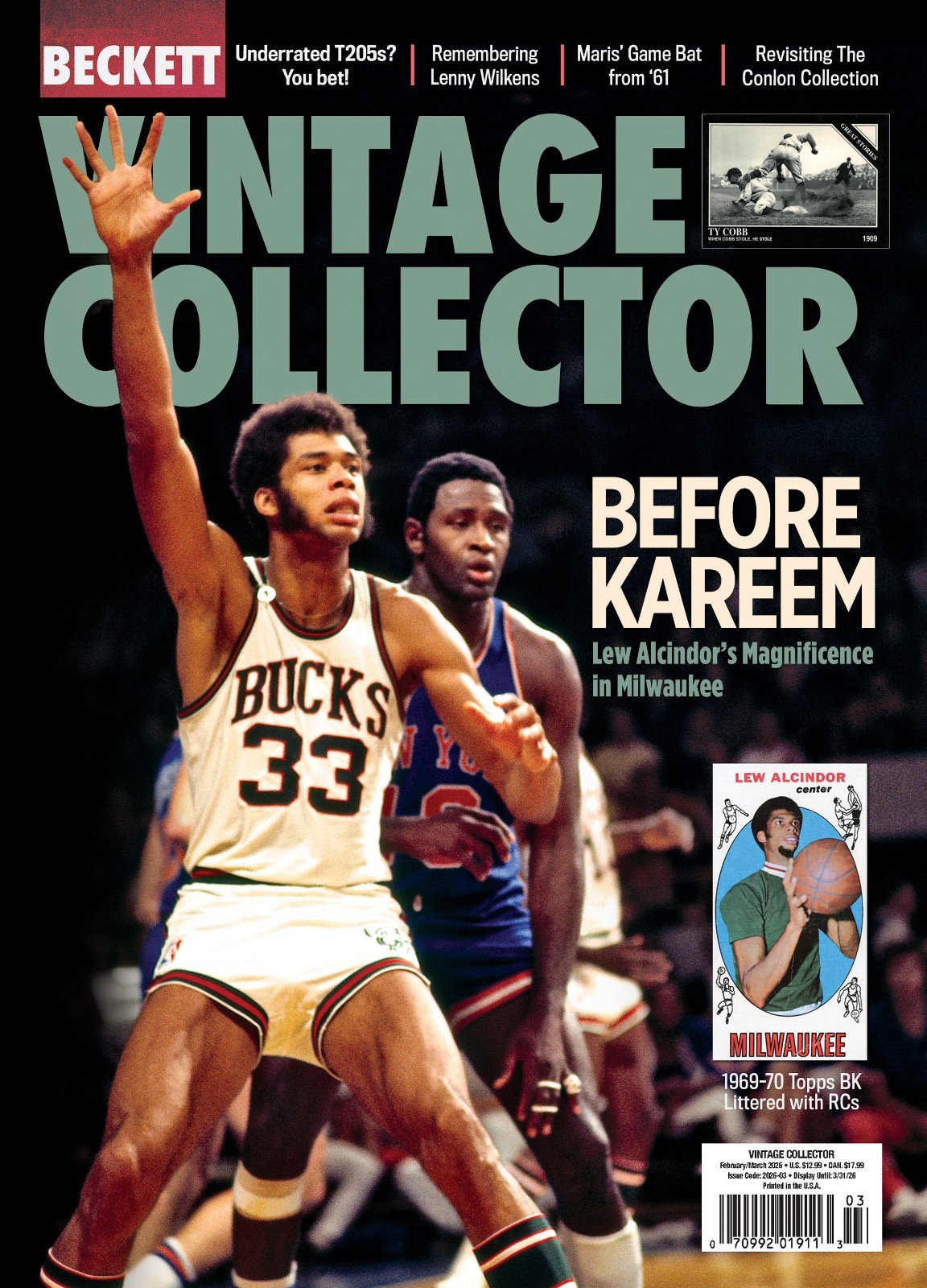 New FEB/MAR 2026 Beckett VINTAGE COLLECTOR Price Guide Maga w/LEW ALCINDER