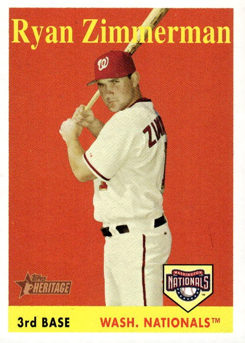 2007 Topps Heritage #98b Ryan Zimmerman : Name in yellow