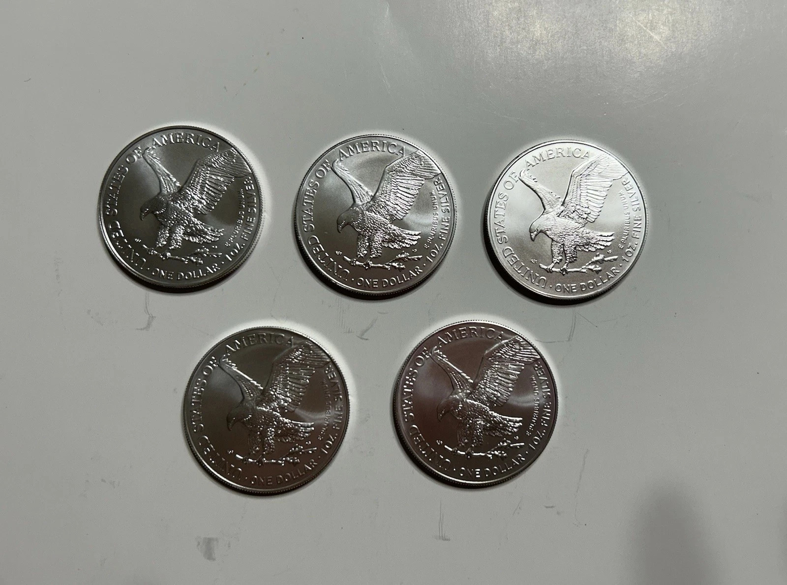 2023 1 oz .999 Fine American Eagl e BU Lot of 5