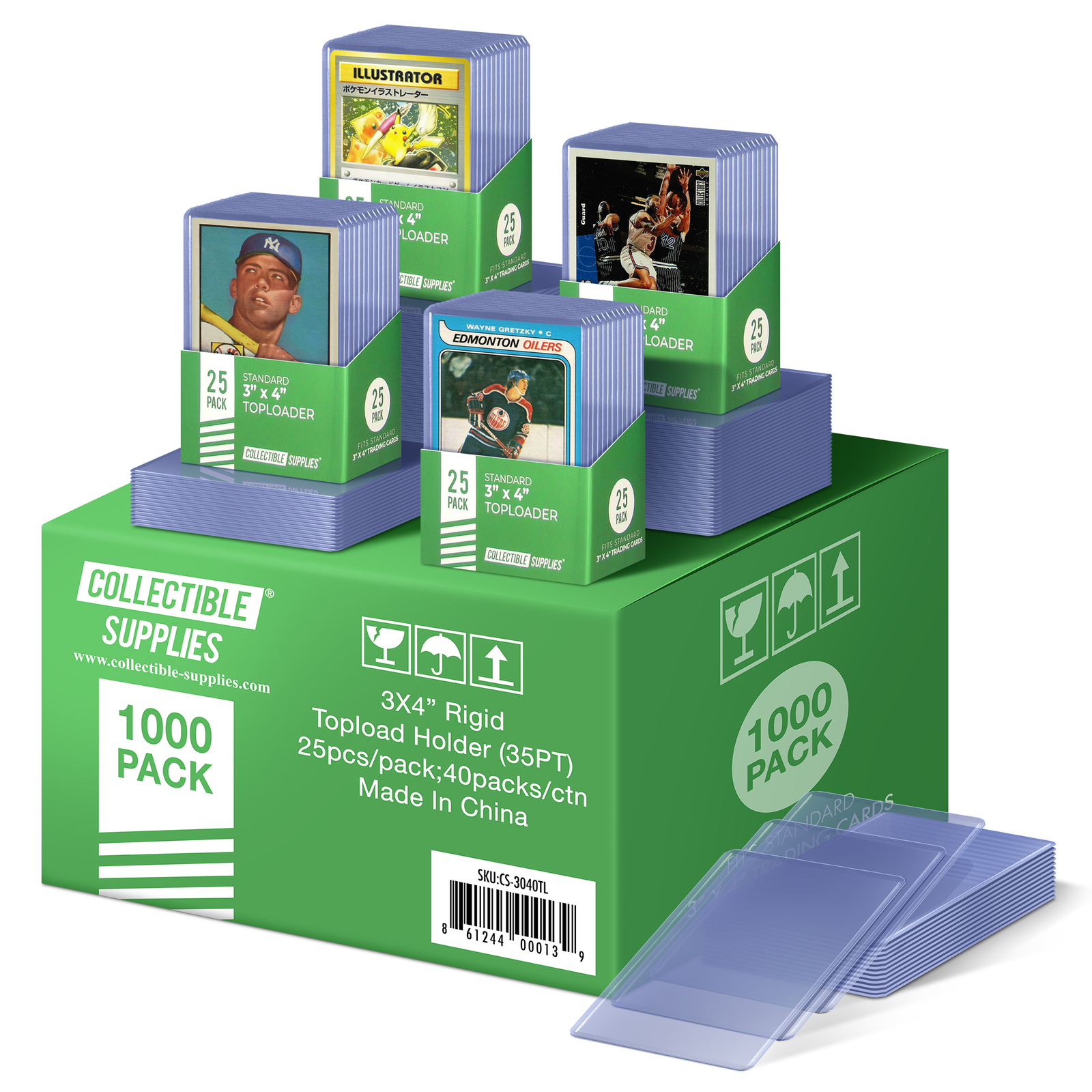 1 full case – 1000 Standard 3 x 4 Top Loaders Collectible Supplies 35pt.
