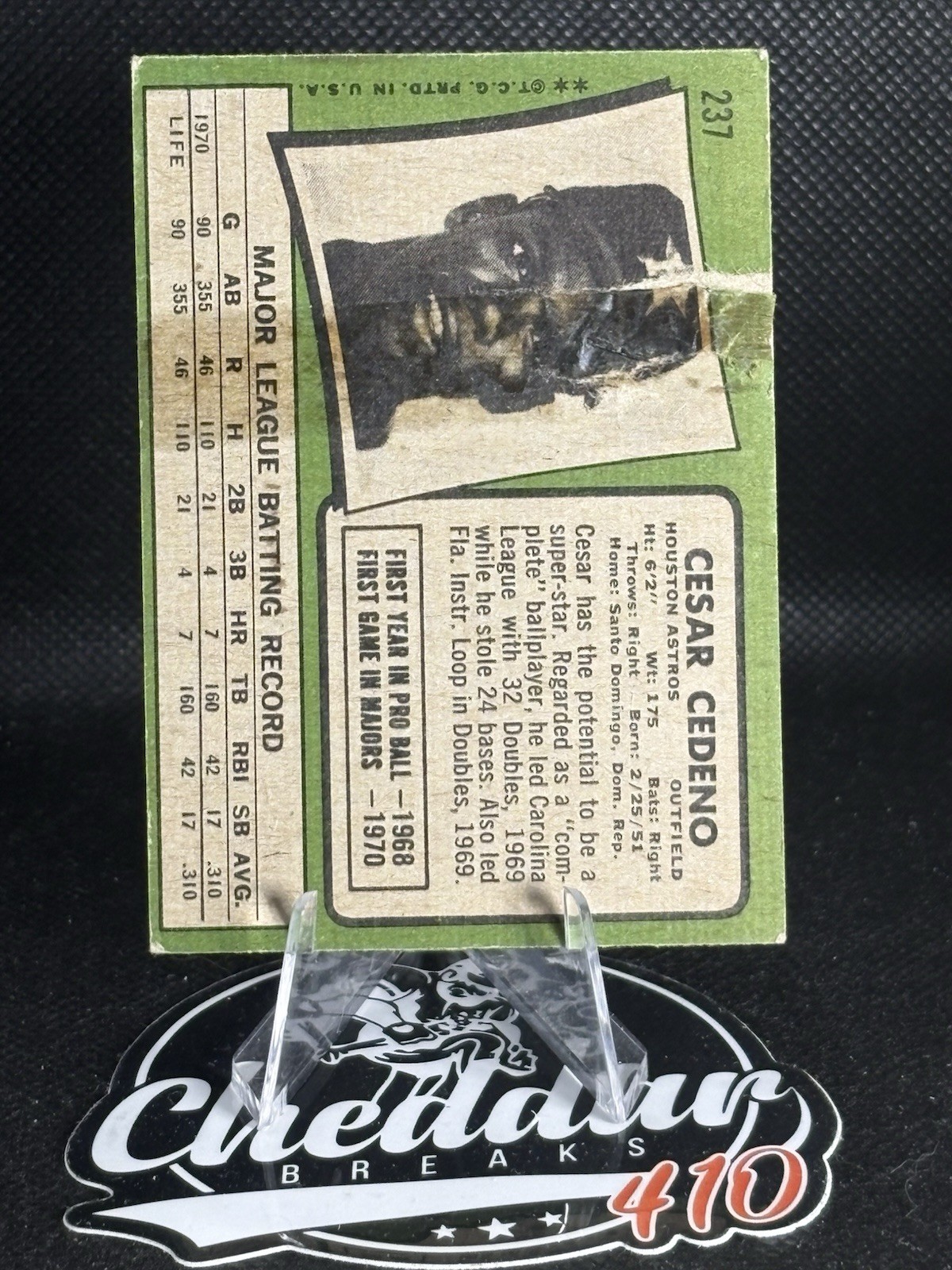 1971 Topps Cesar Cedeno #237 (RC) – VG/G