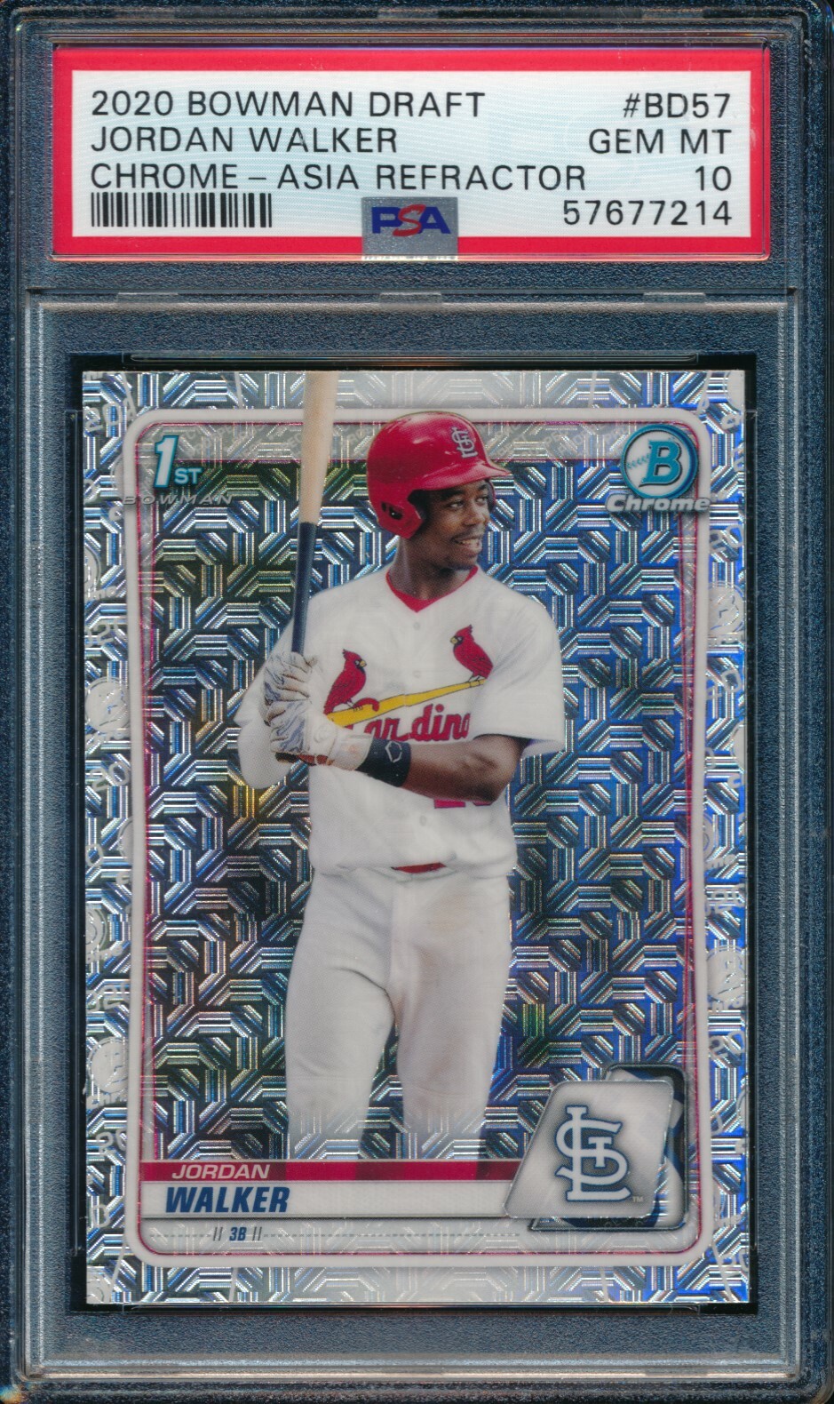 PSA 10 JORDAN WALKER 2020 Bowman Chrome Draft ASIA MOJO REFRACTOR RC GEM MINT