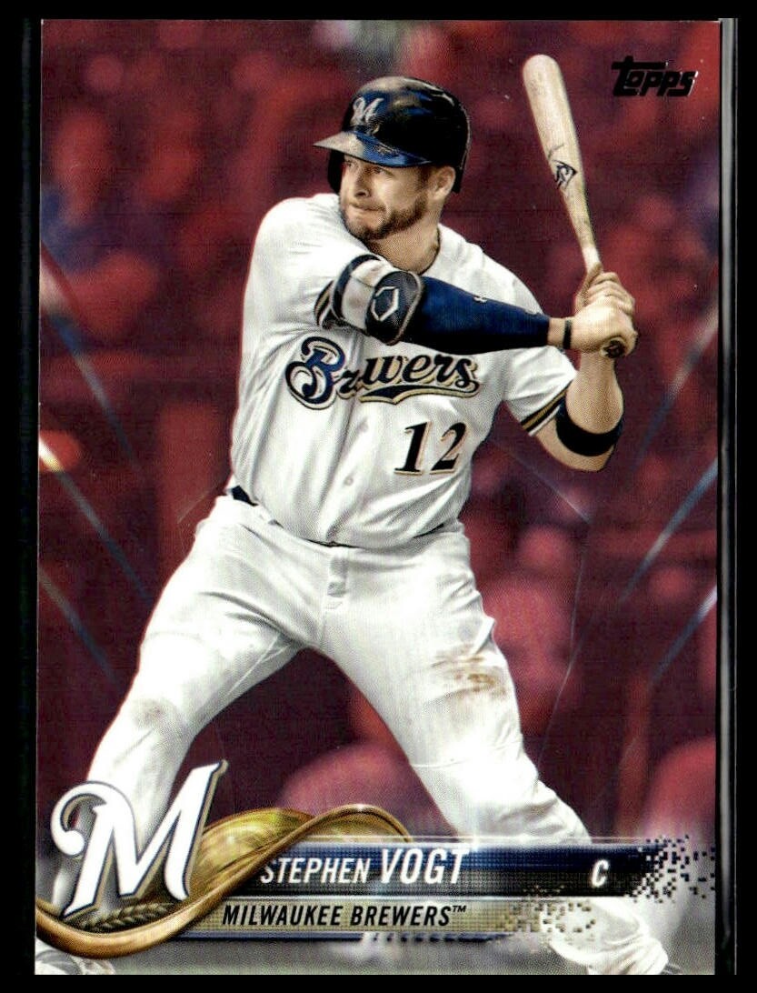 2018 Topps 438 Stephen Vogt Milwaukee Brewers Mother’s Day Pink 15/50