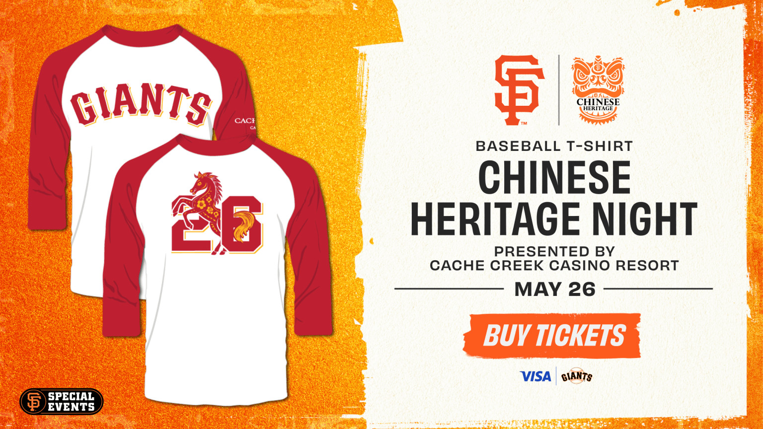 Presale-San Francisco Giants Chinese Heritage Special Event Baseball T 5/26/26