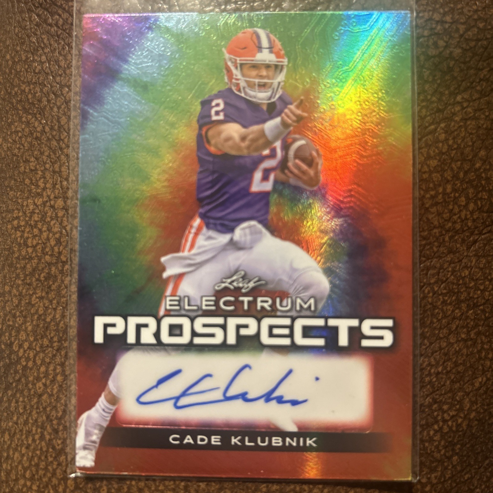Cade Klubnik Auto Rookie RC #d /25. Clemson / Jets 2024 Leaf Electrum Mint