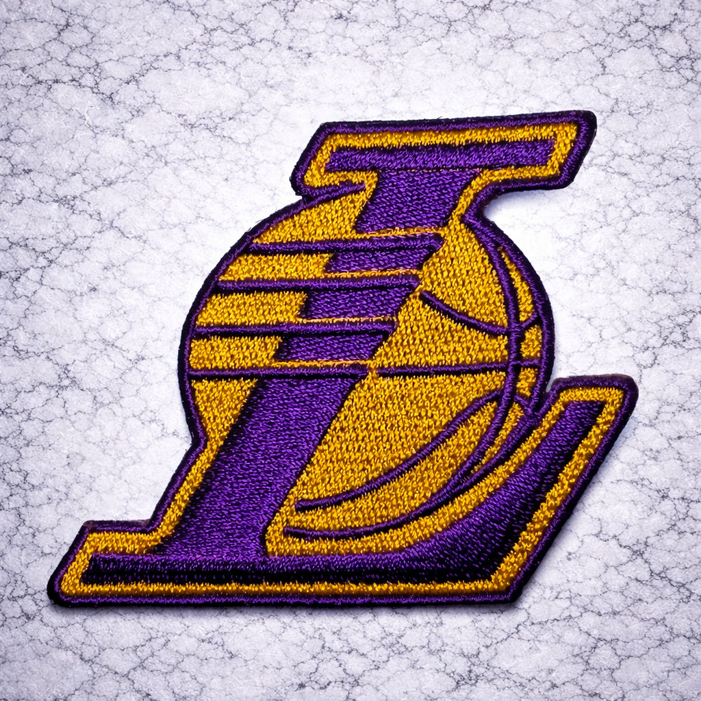 LOS ANGELES LAKERS LOGO NBA EMBROIDERED IRON ON PATCH 4″X2.5″ FREE SHIP & TRACK