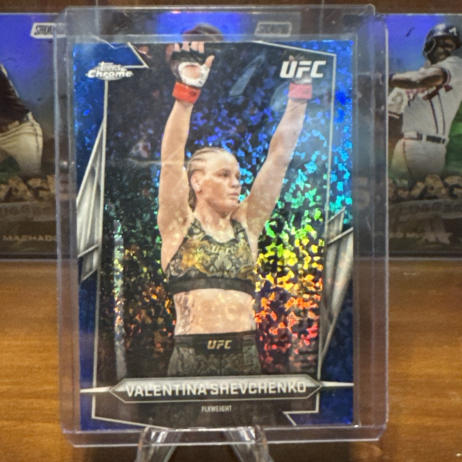 2026 Topps Chrome UFC #3 Valentina Shevchenko Blue Speckle Refractor /150