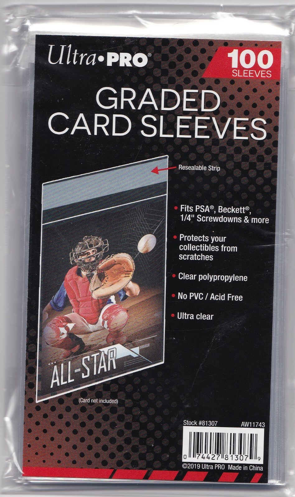 Pack of 100 – Ultra Pro Graded Card Sleeves Hockey Baseball Cards Brand New