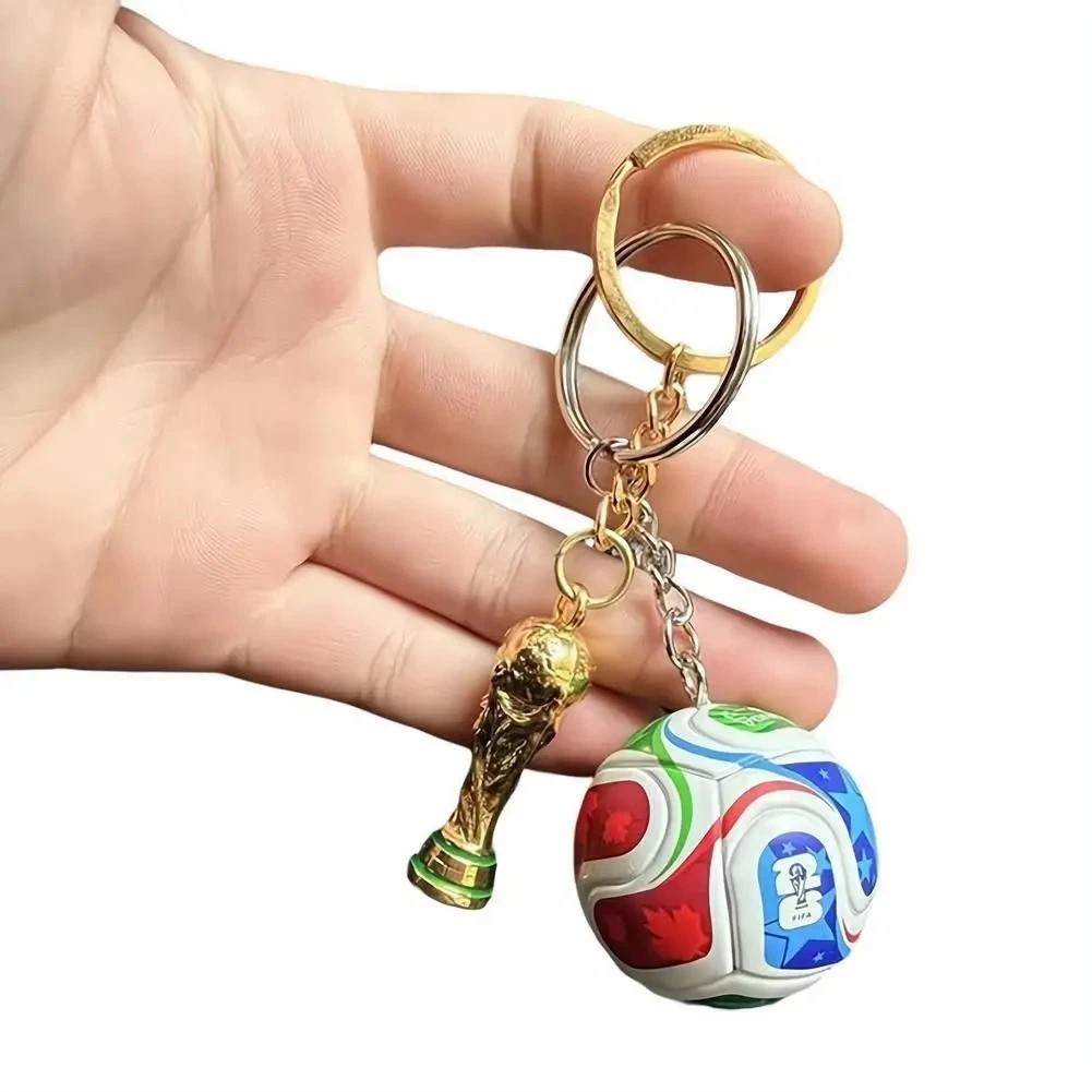 NEW FIFA World Cup 2026 Keychain Set Soccer Ball + Trophy Charm Collectible
