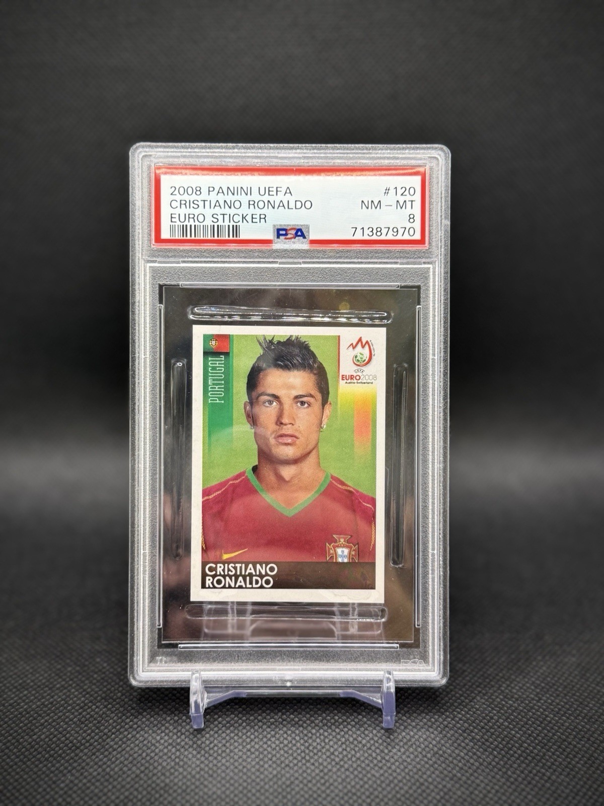 Cristiano Ronaldo 2008 Panini UEFA Euro Sticker PSA 8 Portugal