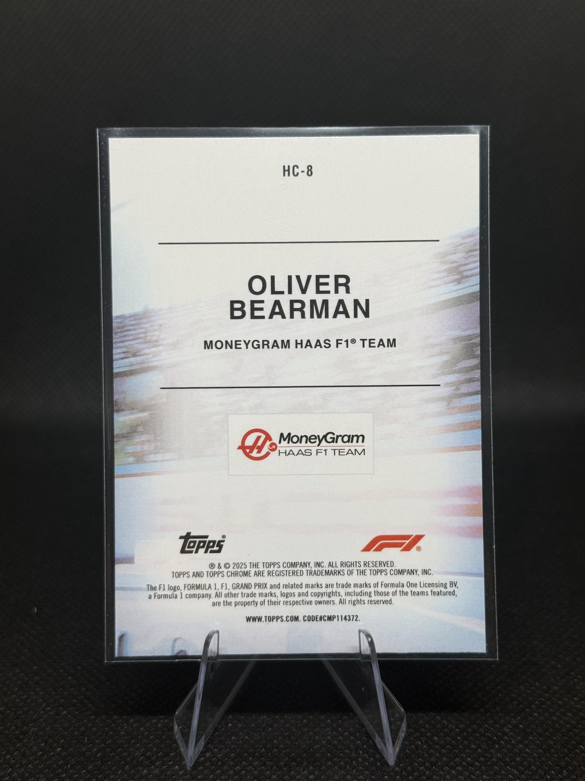 2025 Topps Chrome Formula 1 #HC-8 Oliver Bearman Helmet Collection