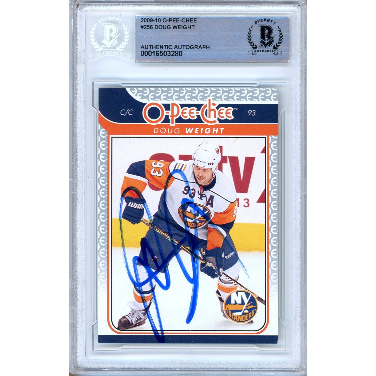 Doug Weight Signed 2009-10 O-Pee-Chee #256 Beckett Slabbed NY Islanders NHL Auto