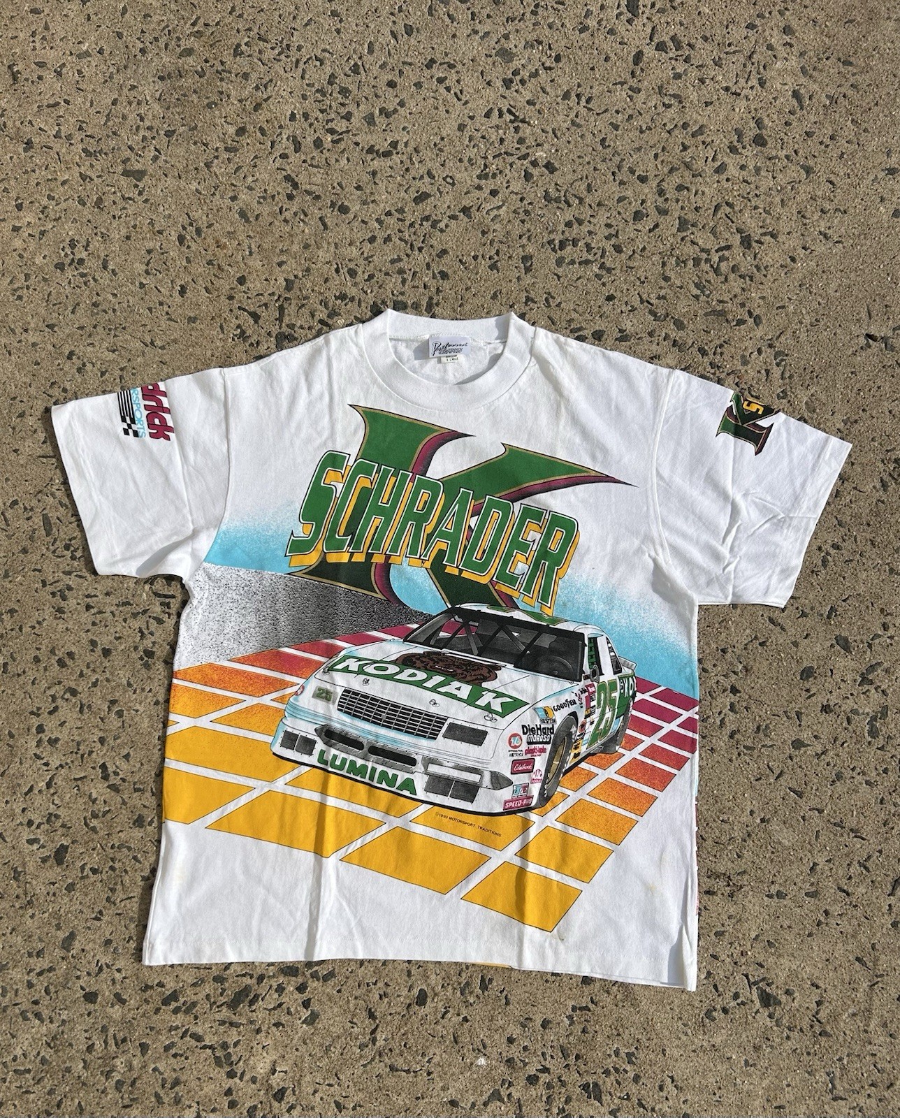 VTG Rare 1993 Ken Schrader 25 AOP Kodiak Racing Shirt Single Stitch SZ XL USA