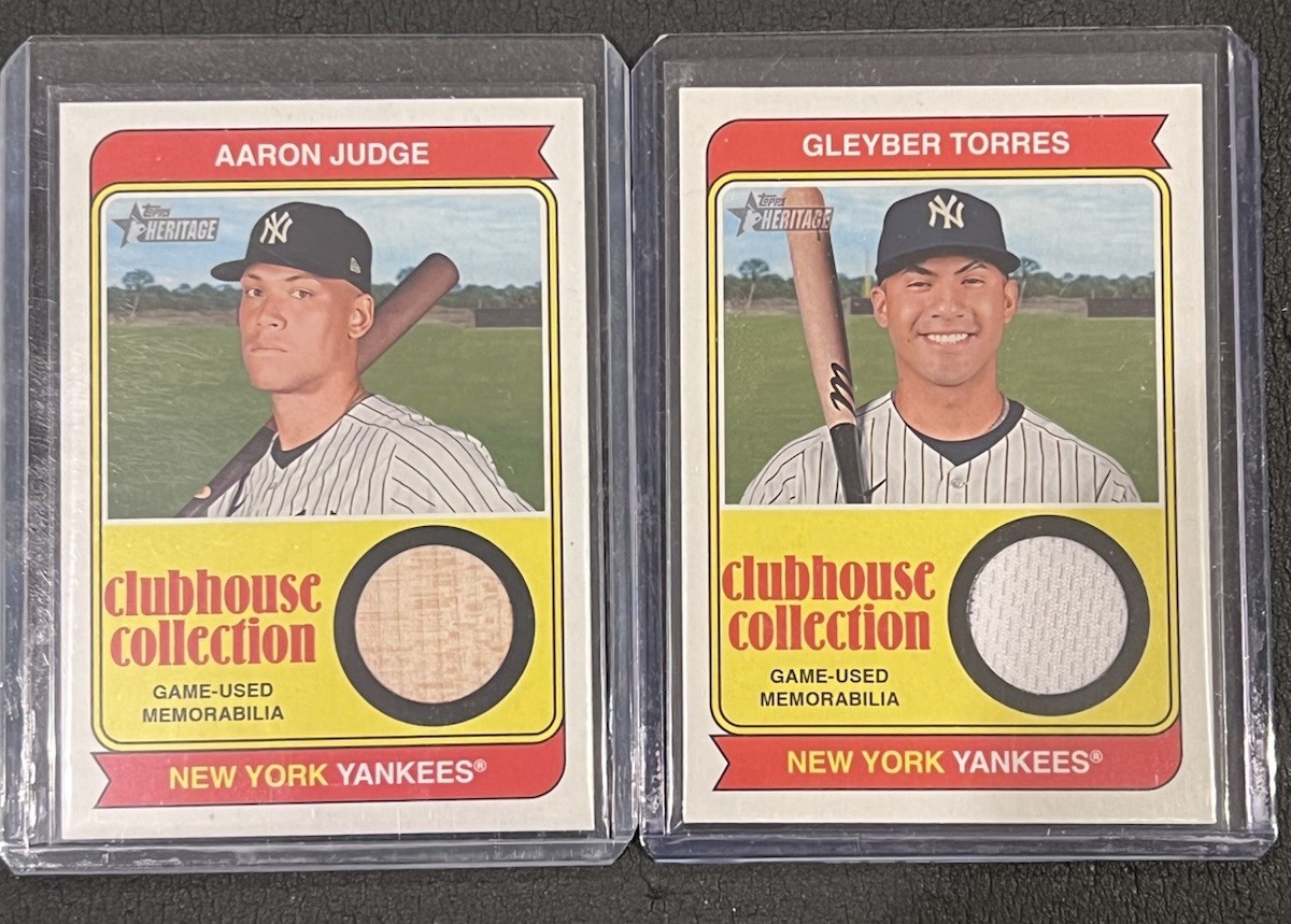 2023 Topps Heritage Aaron Judge +Gleyber Torres Clubhouse Col. Yankees GAME USED