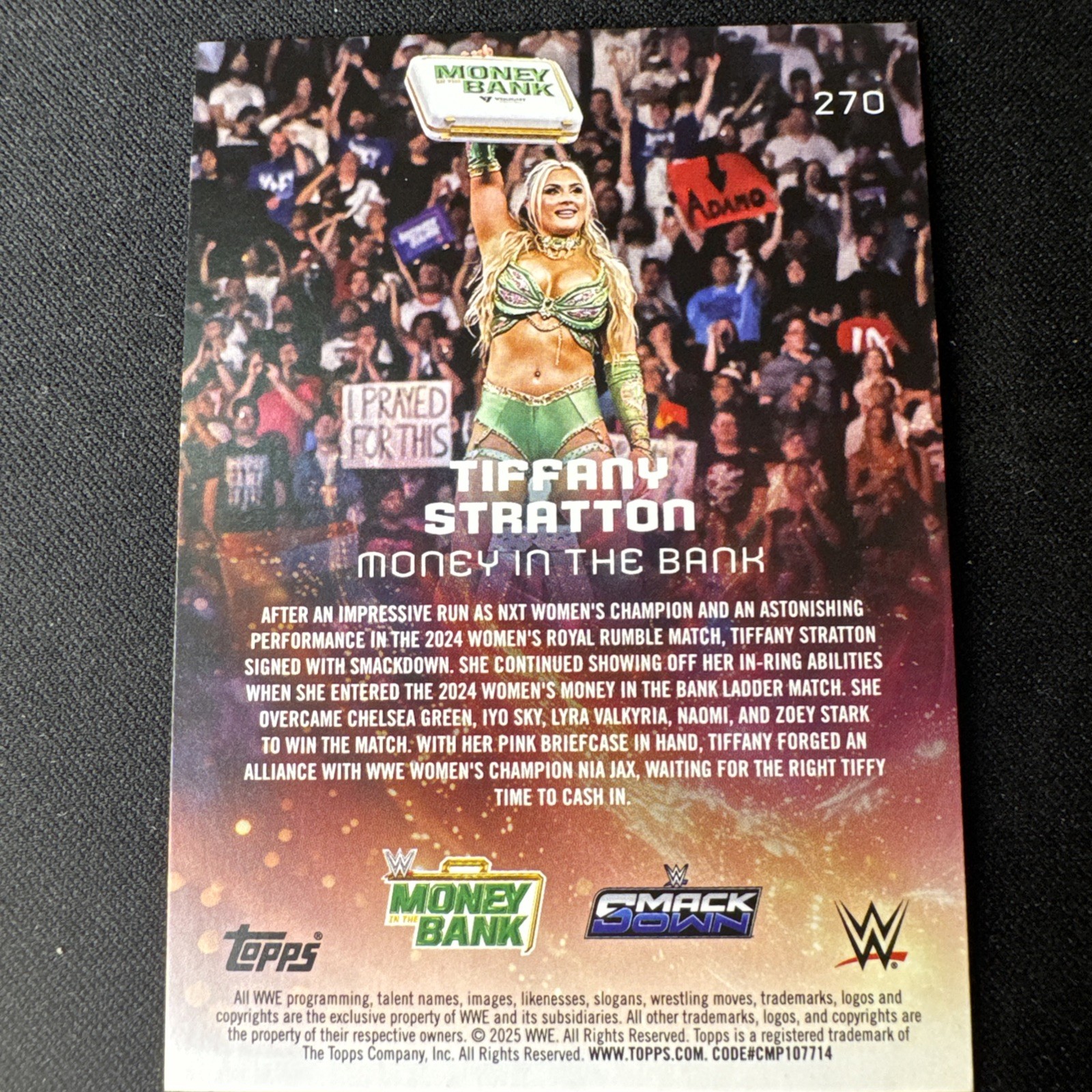 2025 Topps WWE Universe Tiffany Stratton Money In The Back Event Variation