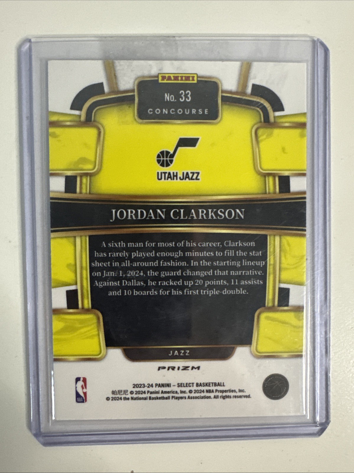 2023-24 Panini Select – Concourse Jordan Clarkson #33 Tiger Stripes Prizm