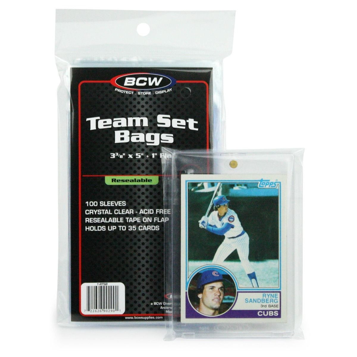1 Pack 100 BCW Resealable Team Set Bags