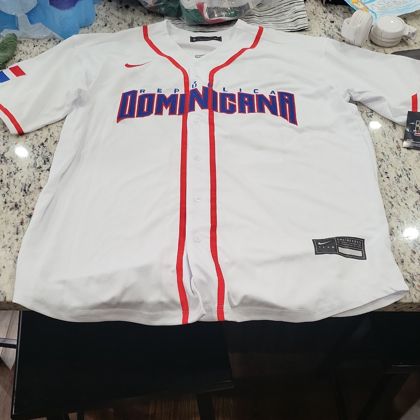Nike Dominican Republic Guerrero Jr. #27 Men’s Soccer Jersey XL White/Red/Blue