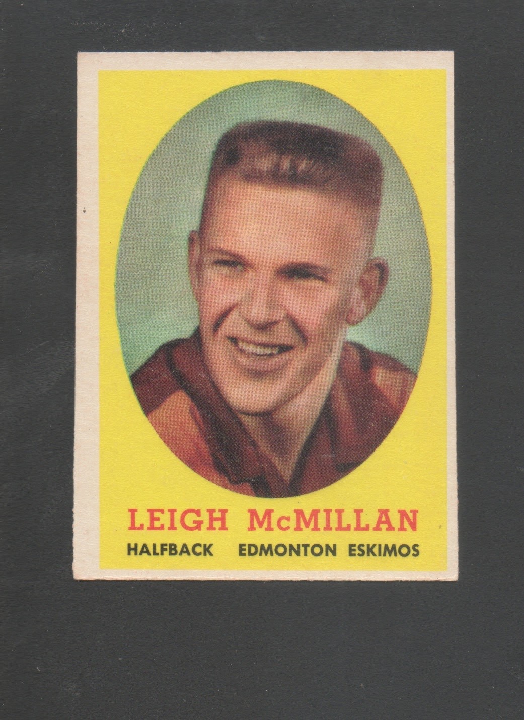 1958 Topps CFL Canadian Football Card #2 Leigh McMillan-Edmonton Eskimos