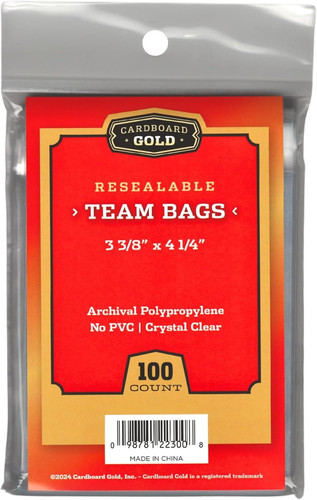 Cardboard Gold Resealable Sports Card Team Set Bags – 1000 1000 Bags, Clear