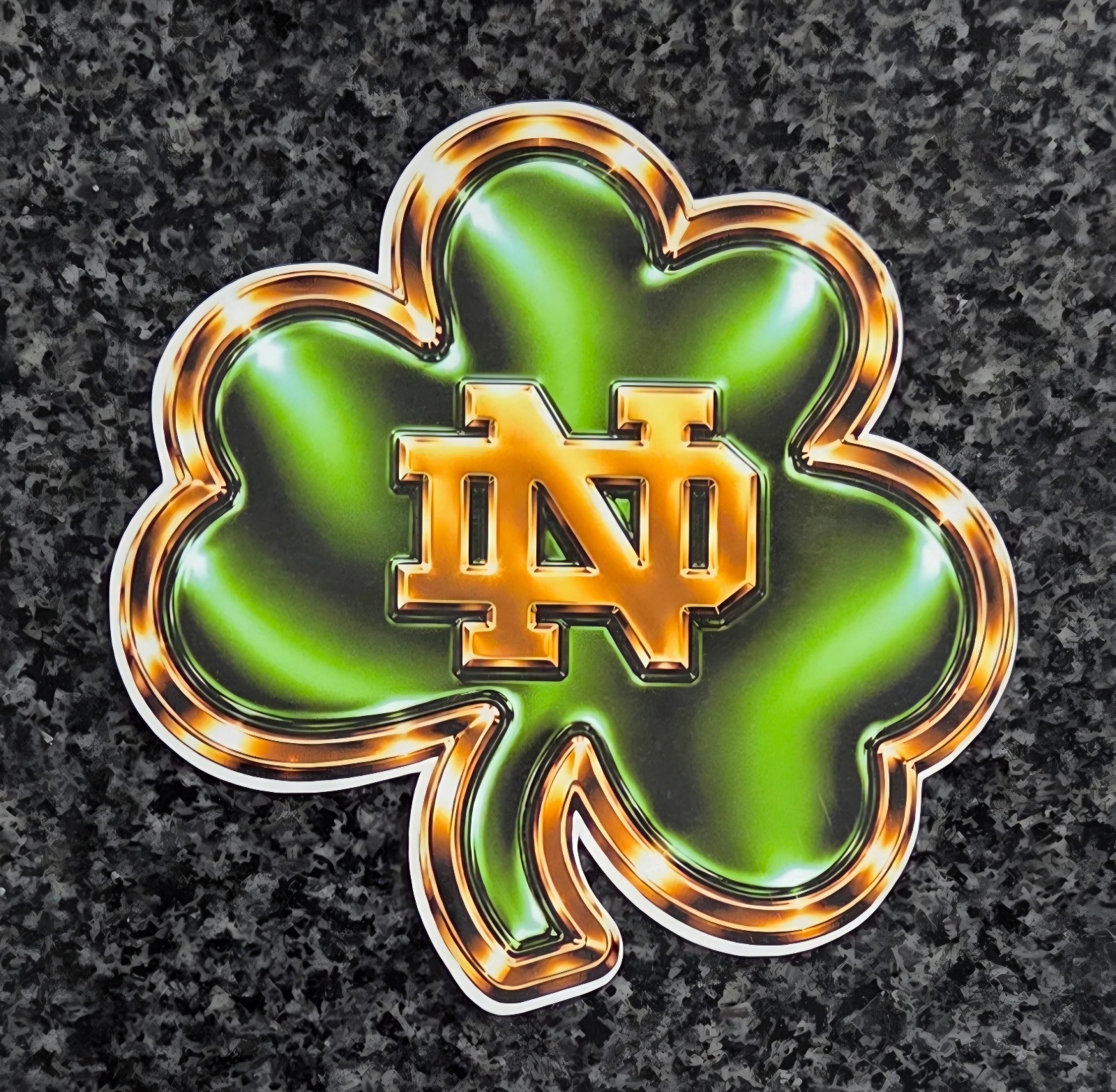 Notre Dame Irish Shamrock Green & Gold Vinyl Decal / Sticker Water Resistant UV