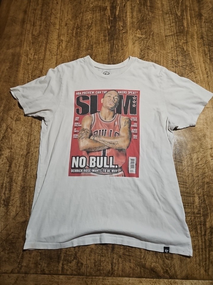 47 Brand SLAM Derrick Rose Chicago Bulls No Bull T-Shirt Men’s Large White