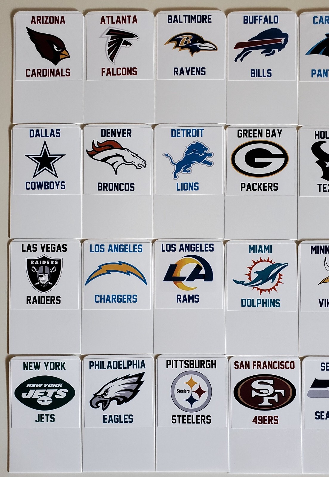 32 TALL Sports Card Dividers with FREE Custom NFL Team Logo Labels