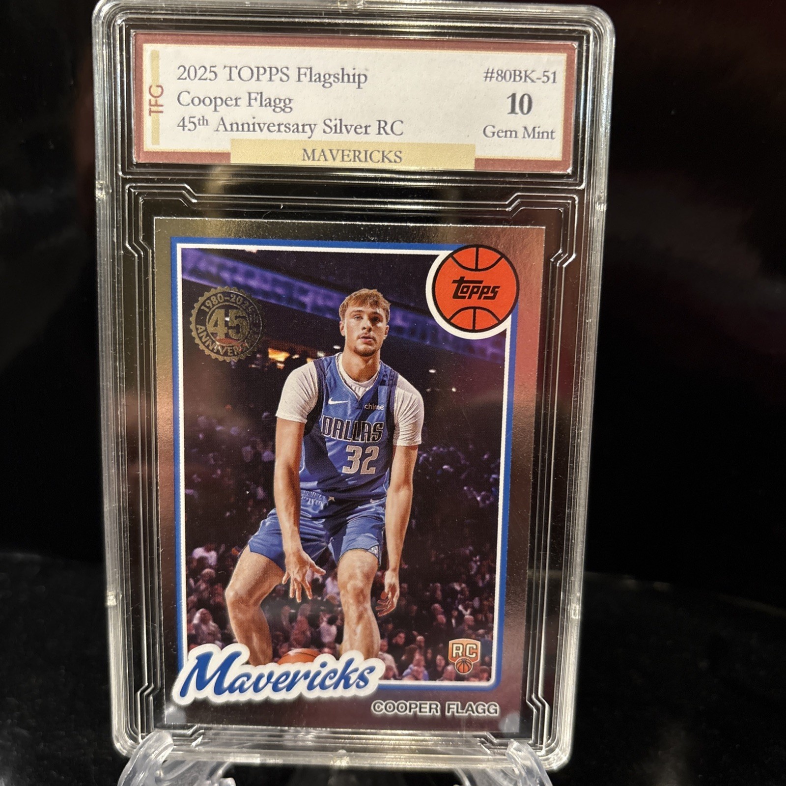 2025 TOPPS Flagship Cooper Flagg 45th Anniversary Silver Foil RC #80BK-51 GEM 10