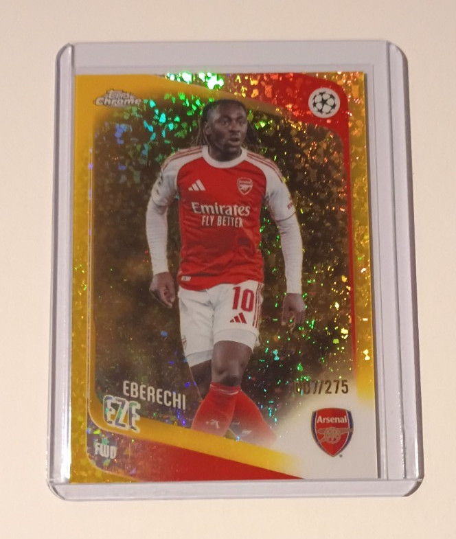 2025-26 Topps Chrome UEFA Eberechi Eze #194 /275 Yellow Mini Diamond Arsenal FC