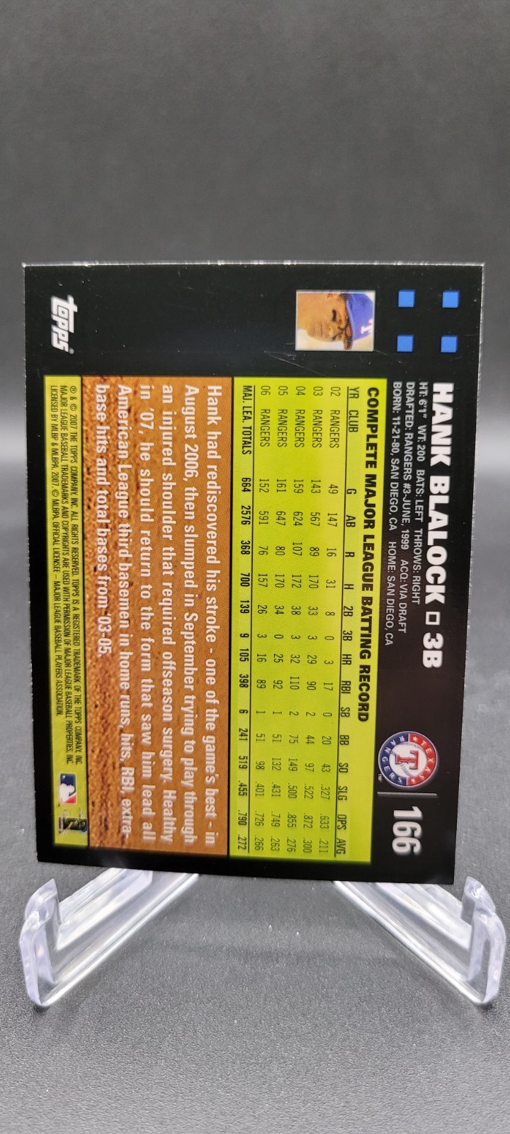 2007 Topps – Hank Blalock #166
