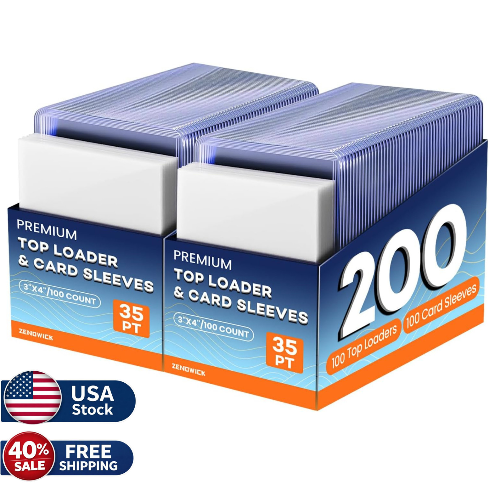 200 Trading Card Sleeves & Holders – 100 Hard 3″x4″ Toploaders + 100 Soft Penny.
