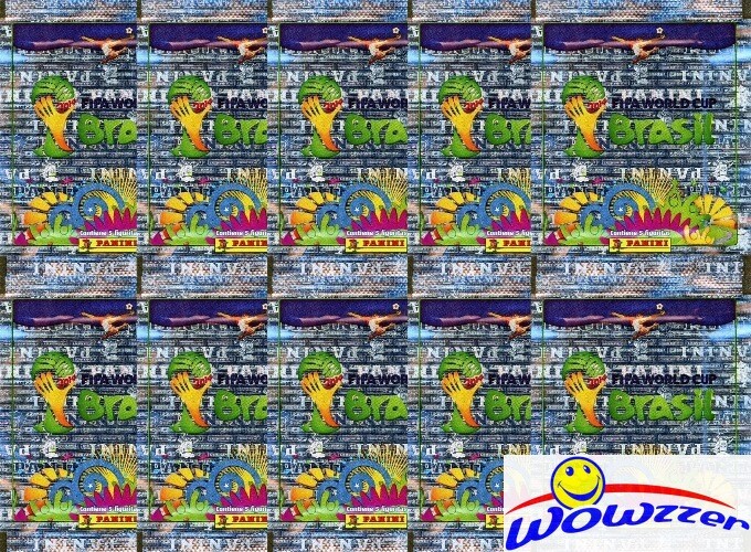 (10)2014 Panini World Cup FIFA Brazil Factory Sealed Foil Packs-50 MINT Stickers