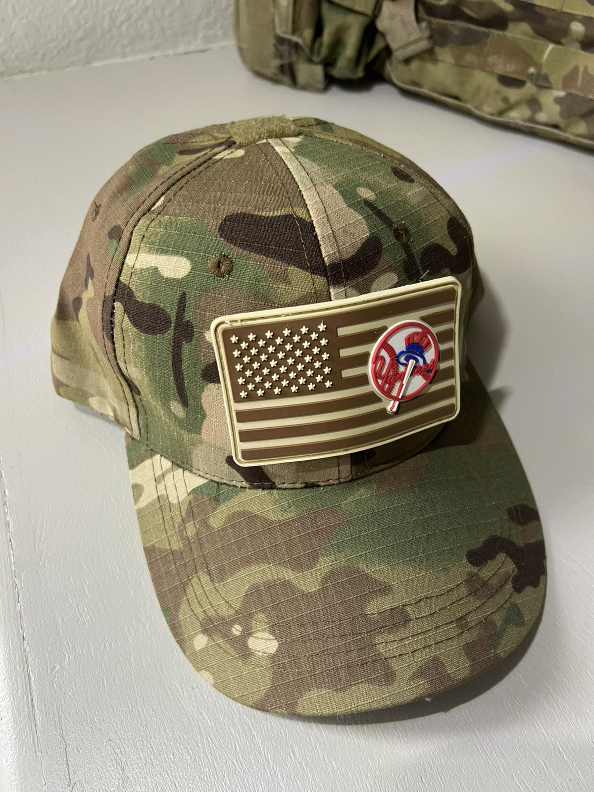 Military Combat American Flag New York Yankees PVC Patch W Vlcro