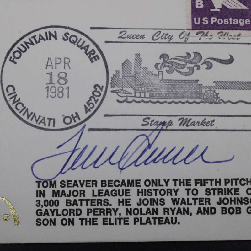 Tom Seaver Signed 1981 Cachet Envelope Reds Autograph 3,000 Strike Out ZJ22819