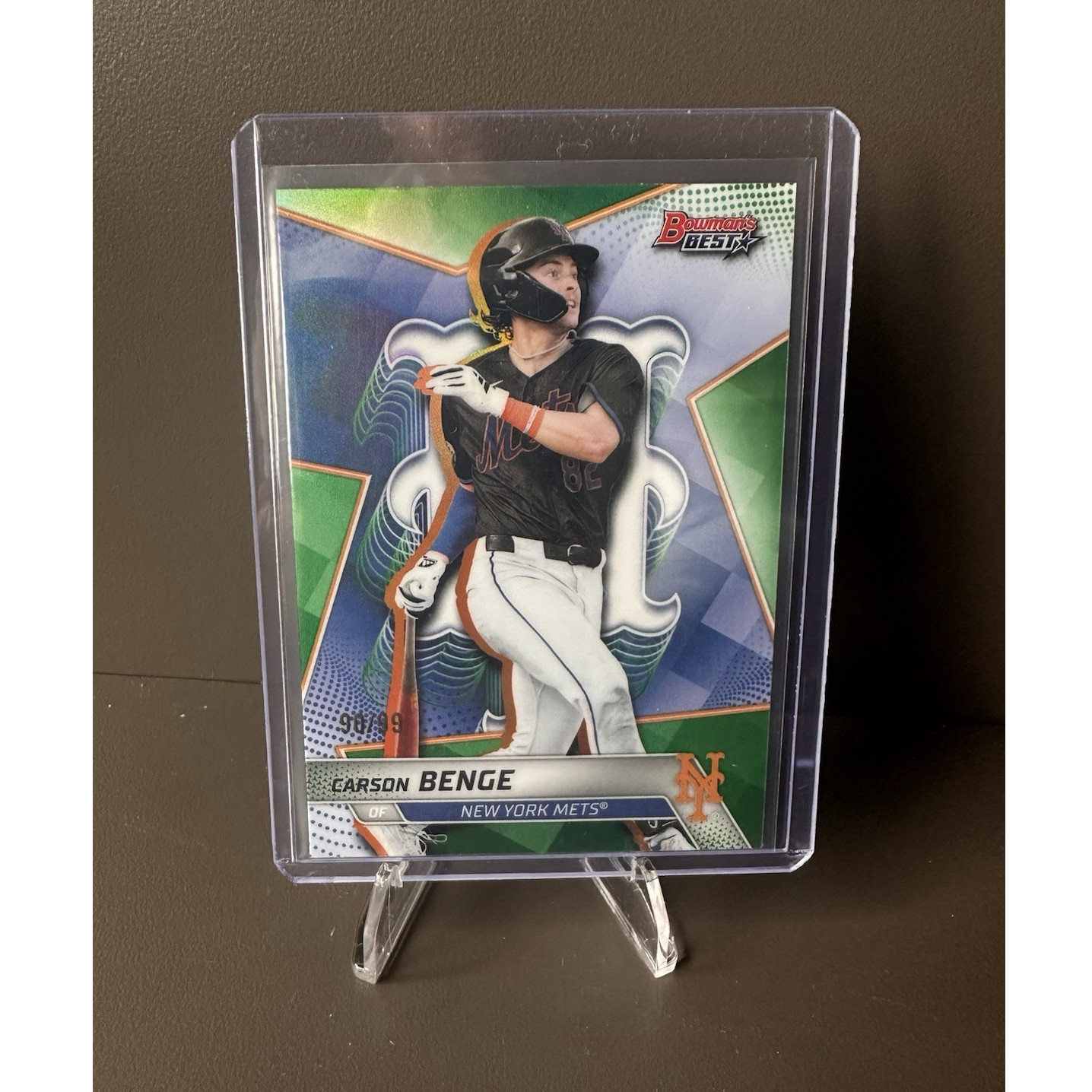 2025 Bowman’s Best Carson Benge Green Refractor #TP-22 New York Mets 90/99